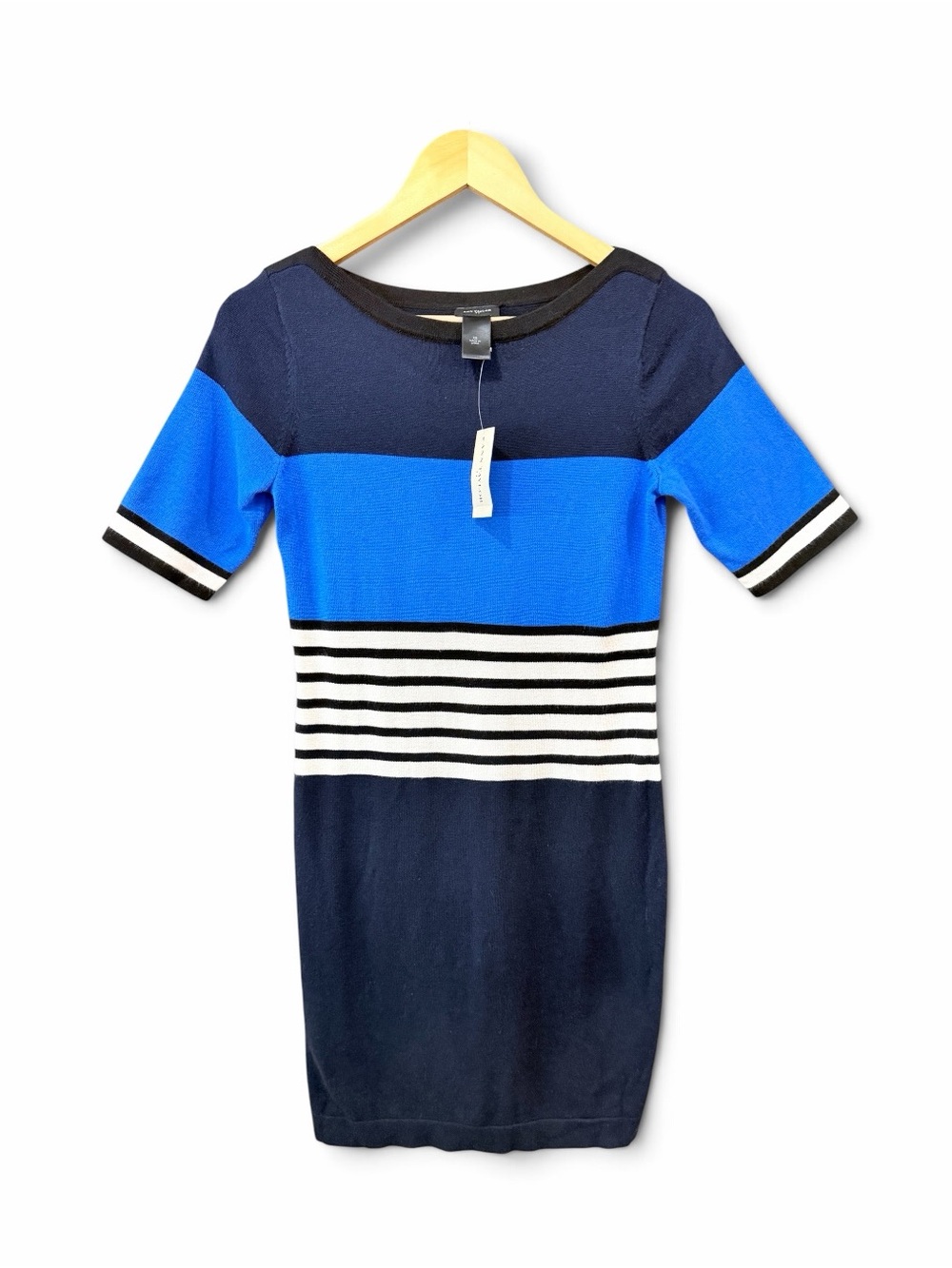 Ann Taylor NWT Blue Striped Short Sleeve Sweater Dress